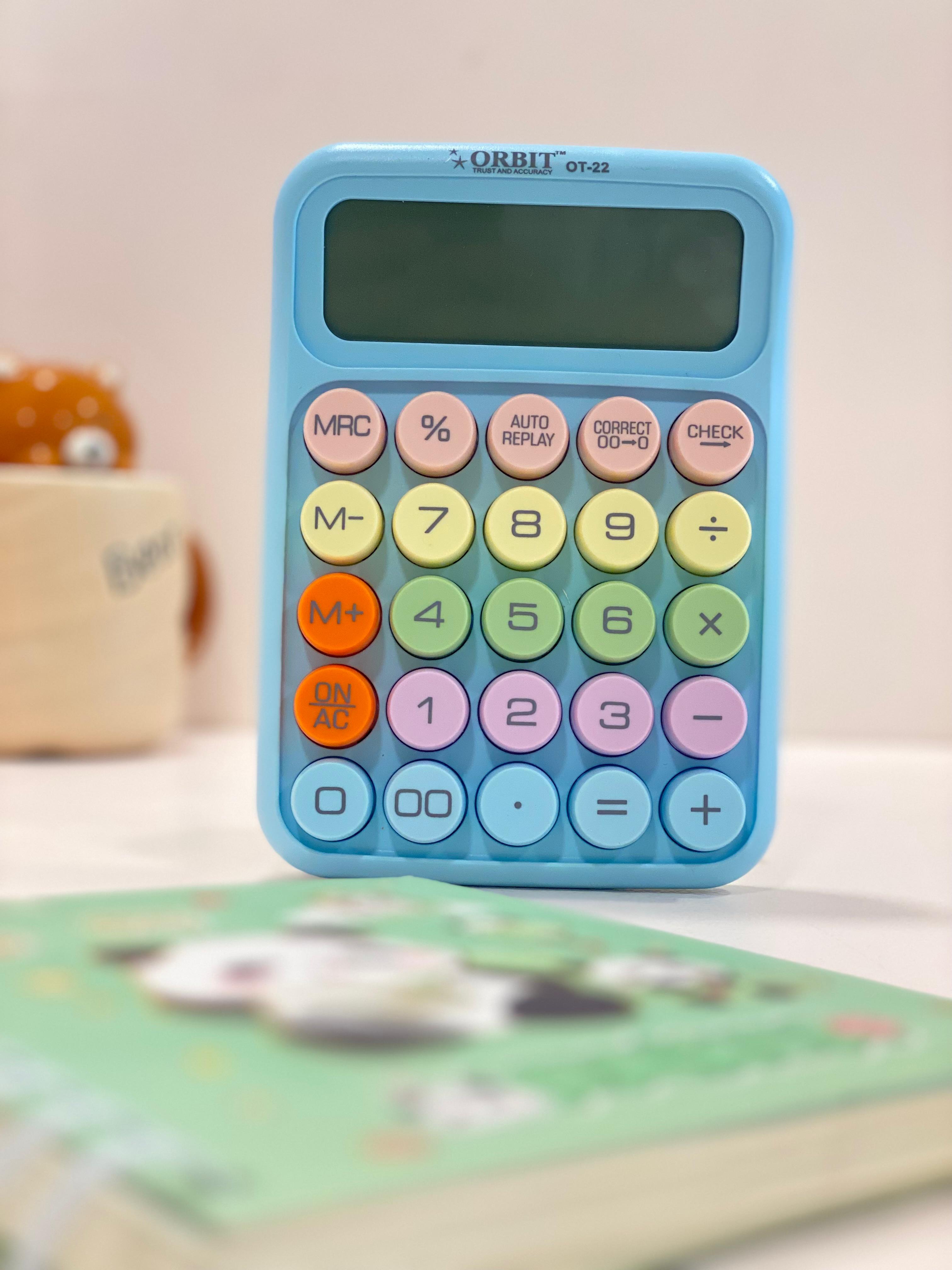 Pastel Aesthetic Desktop Calculator – Cute Colorful Button Calculator for Students, Office & Study Desk | Large Display Calculator