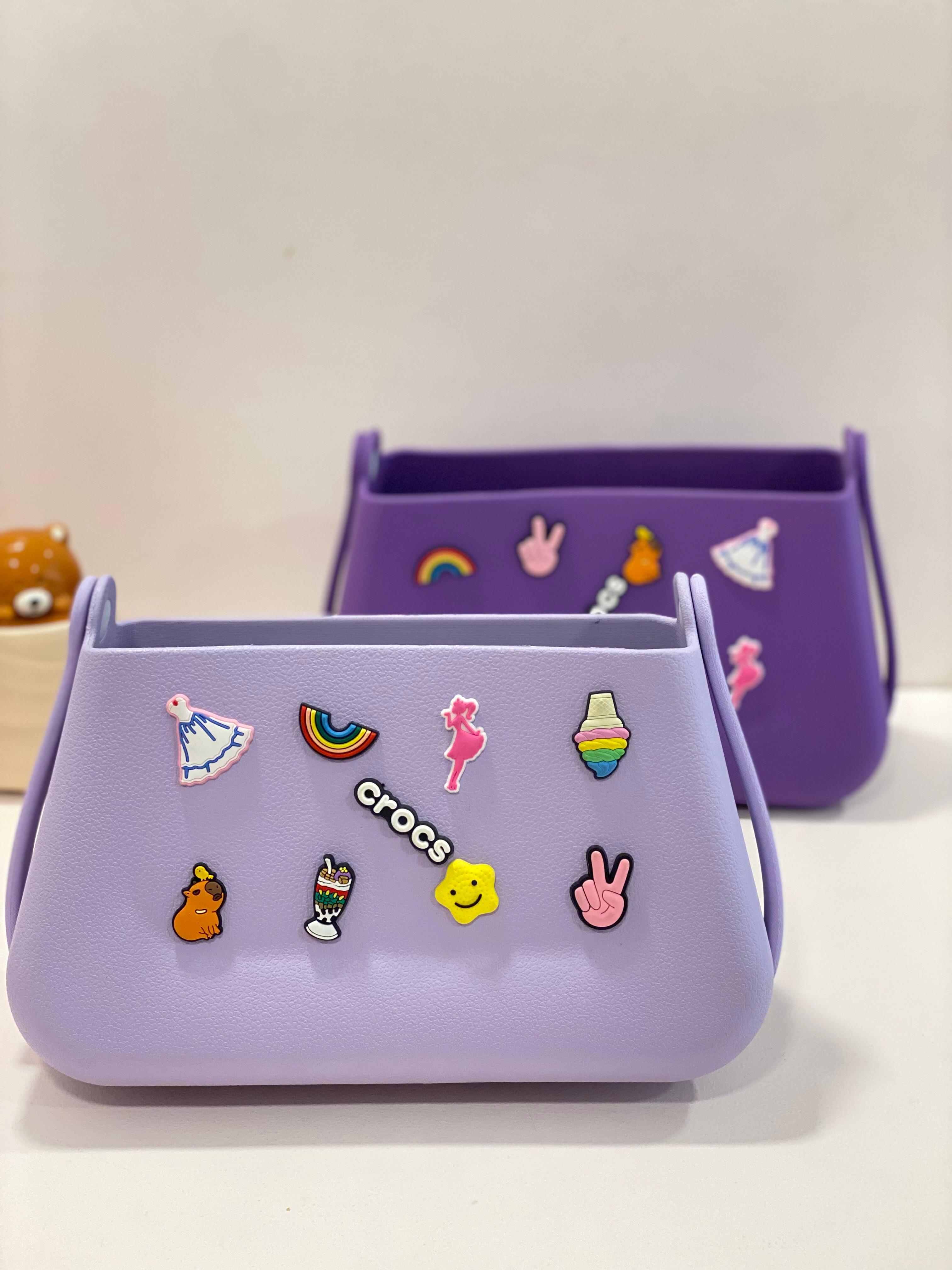 Cute Charm Shoulder Bag | Aesthetic Mini Rubber Shoulder Handbag with Decorative Charms | Waterproof Trendy Bag for Kids & Women