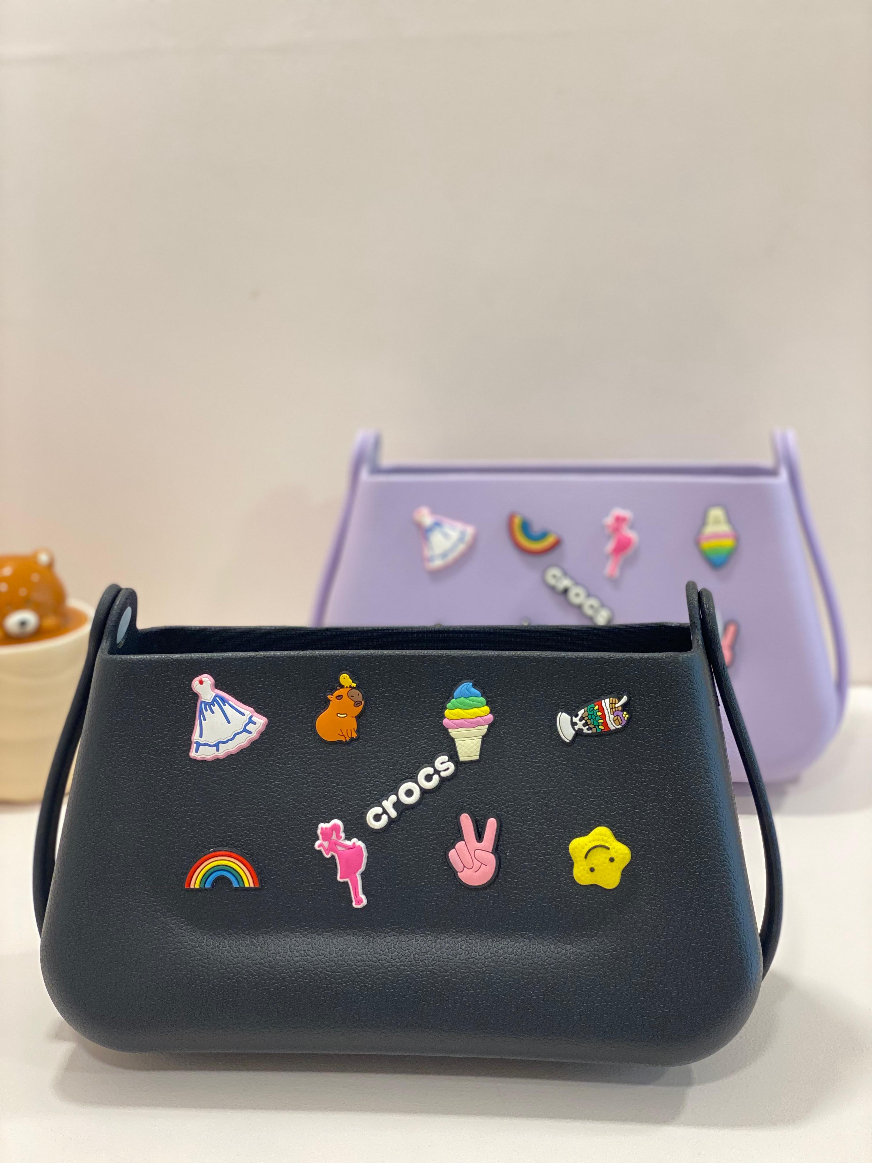 Cute Charm Shoulder Bag | Aesthetic Mini Rubber Shoulder Handbag with Decorative Charms | Waterproof Trendy Bag for Kids & Women