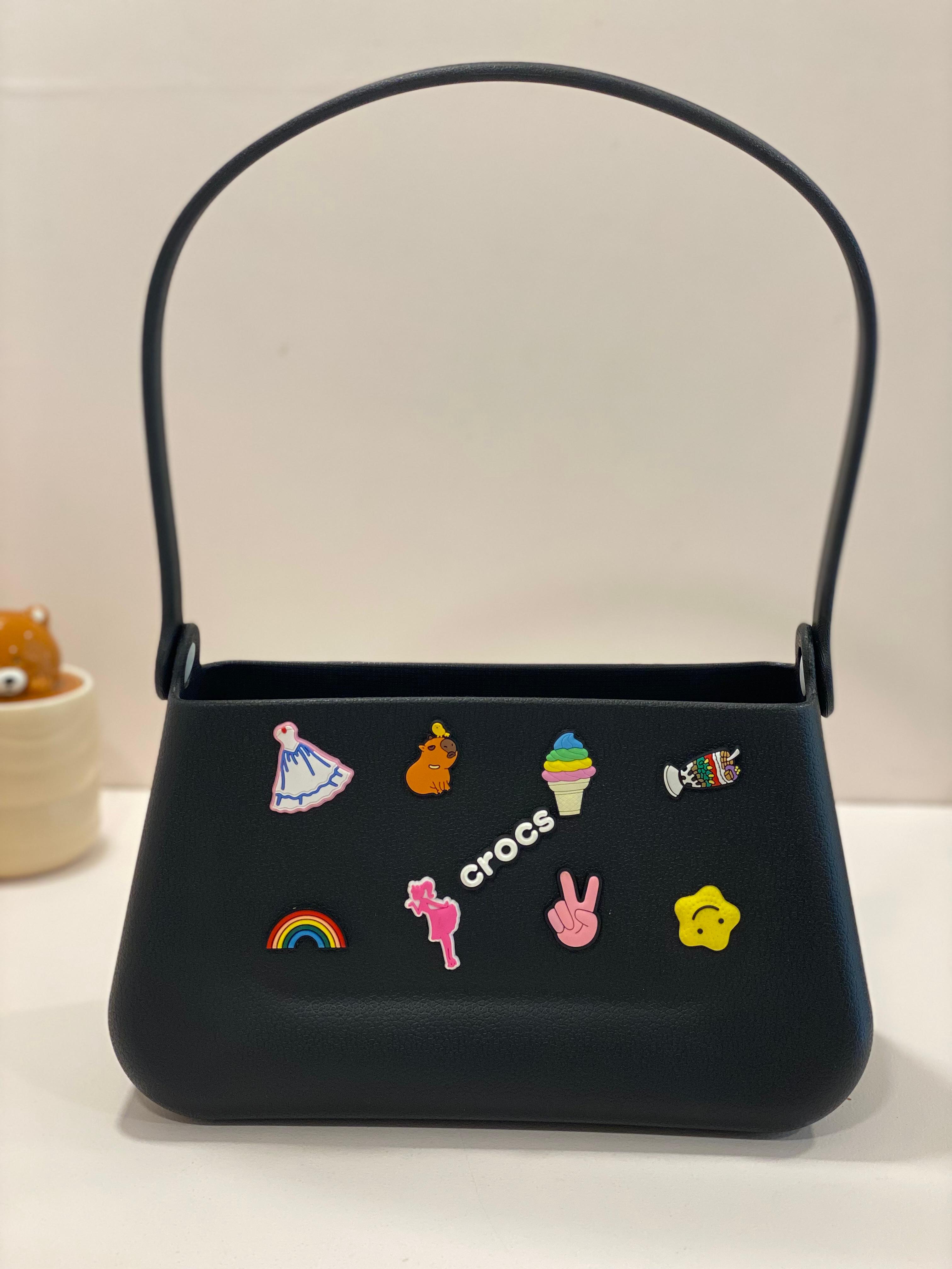 Cute Charm Shoulder Bag | Aesthetic Mini Rubber Shoulder Handbag with Decorative Charms | Waterproof Trendy Bag for Kids & Women