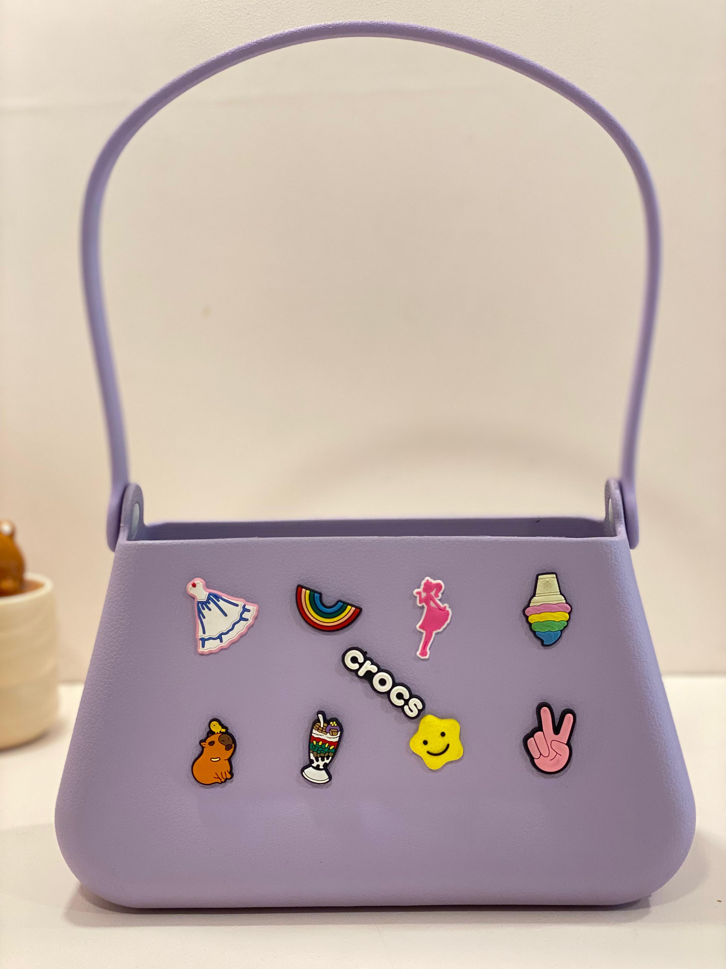 Cute Charm Shoulder Bag | Aesthetic Mini Rubber Shoulder Handbag with Decorative Charms | Waterproof Trendy Bag for Kids & Women