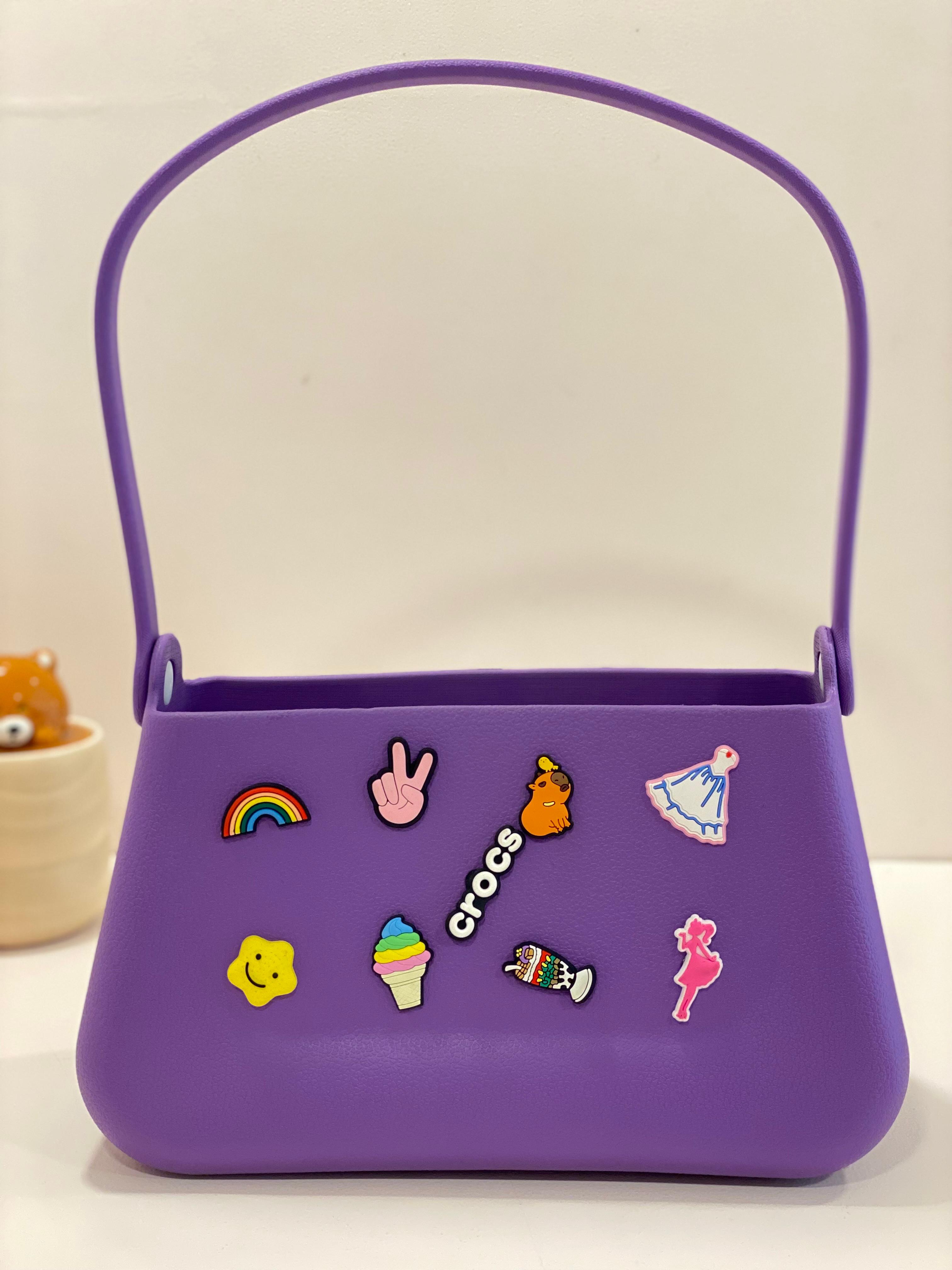 Cute Charm Shoulder Bag | Aesthetic Mini Rubber Shoulder Handbag with Decorative Charms | Waterproof Trendy Bag for Kids & Women