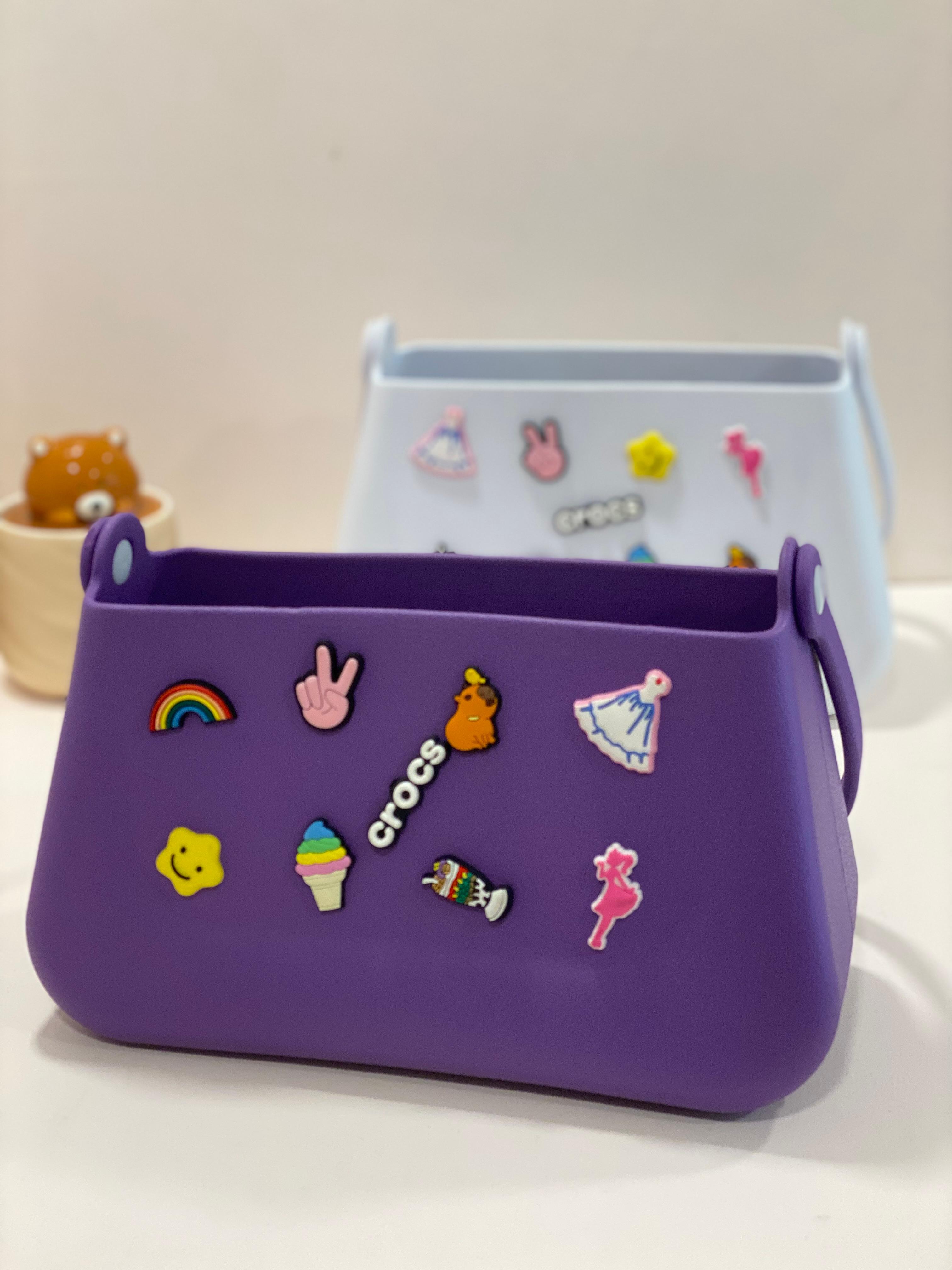 Cute Charm Shoulder Bag | Aesthetic Mini Rubber Shoulder Handbag with Decorative Charms | Waterproof Trendy Bag for Kids & Women