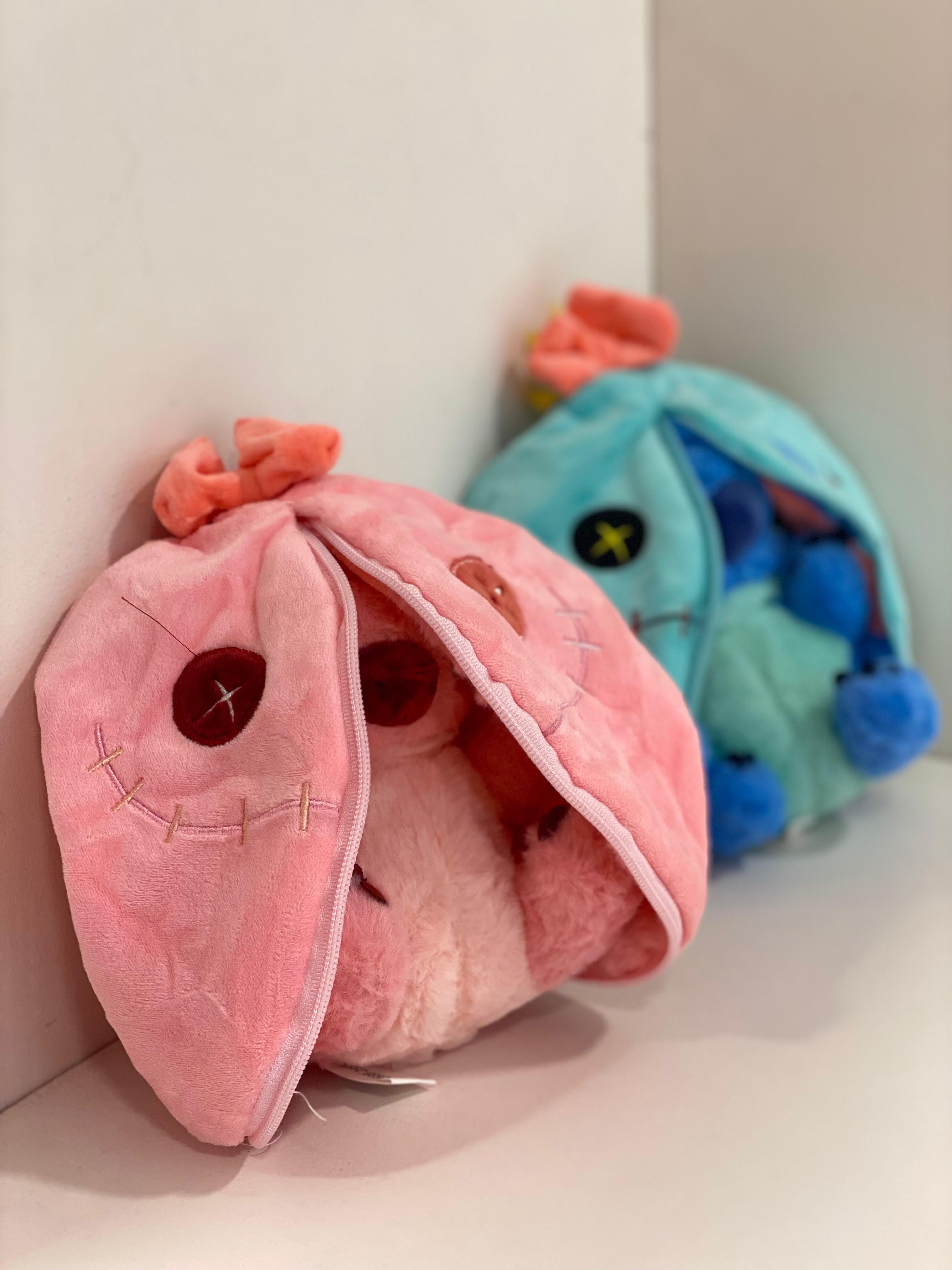Stitch 2-in-1 Openable Plush Toy – Cute Transforming Stitch Stuffed Toy with Zipper | Soft Cartoon Plush Doll (Pink & Blue)