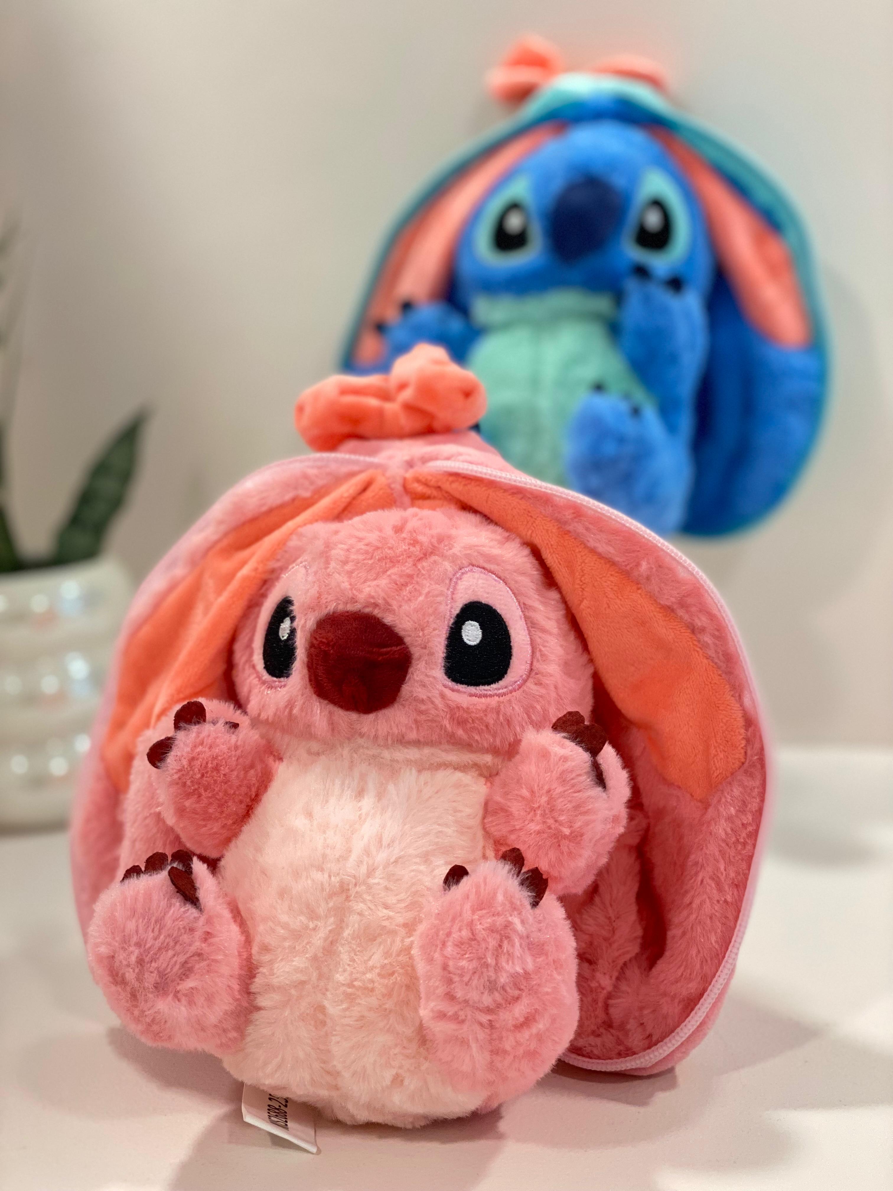 Stitch 2-in-1 Openable Plush Toy – Cute Transforming Stitch Stuffed Toy with Zipper | Soft Cartoon Plush Doll (Pink & Blue)