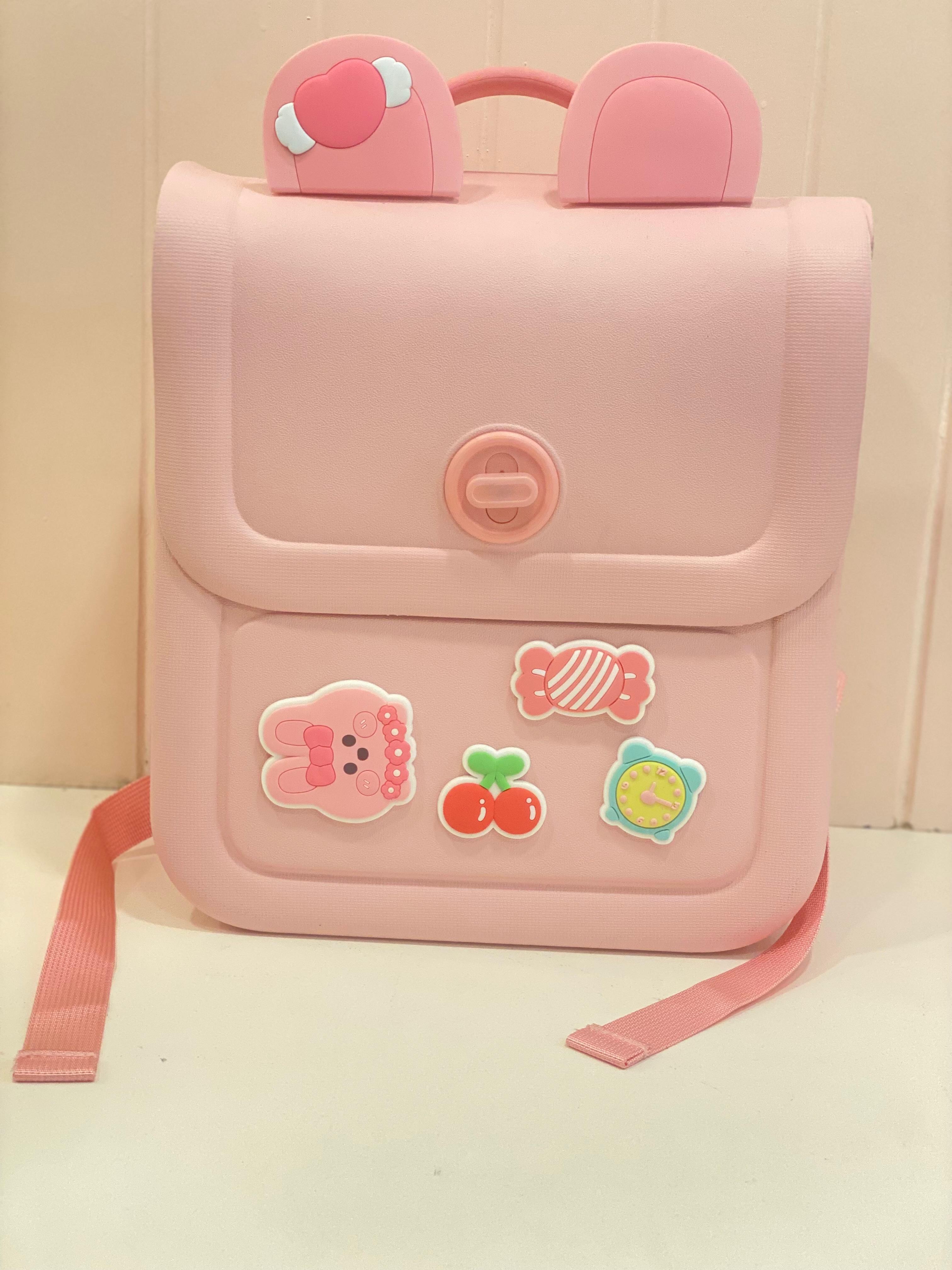 Cute Pink Kids Backpack with Cartoon Charms | Large School Bag for Girls | Lightweight Travel & Daycare Backpack