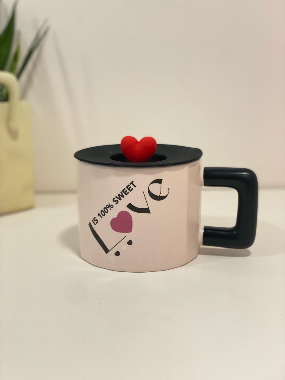 Pastel Pink Block-Handle Ceramic Mug