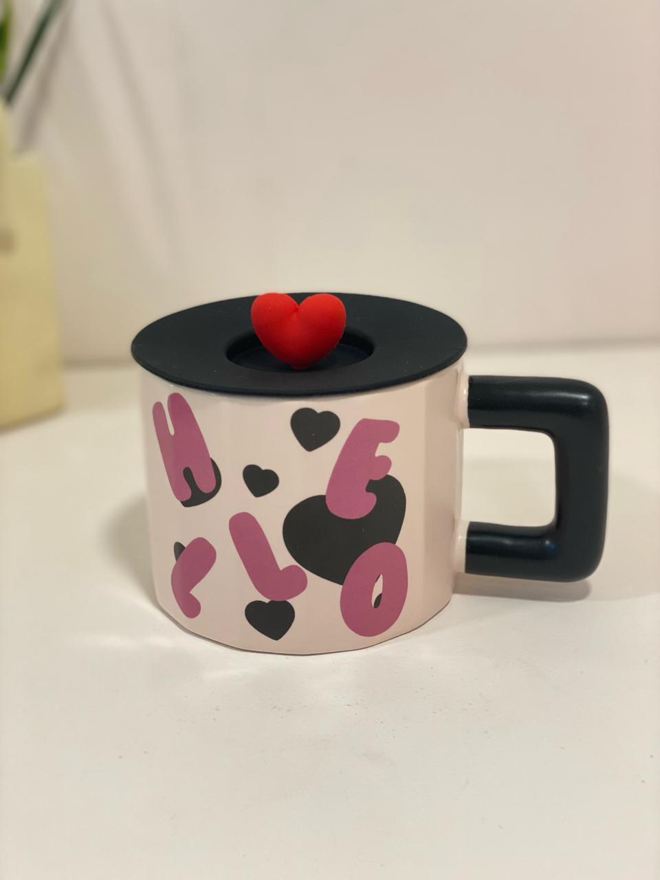 Pastel Pink Block-Handle Ceramic Mug