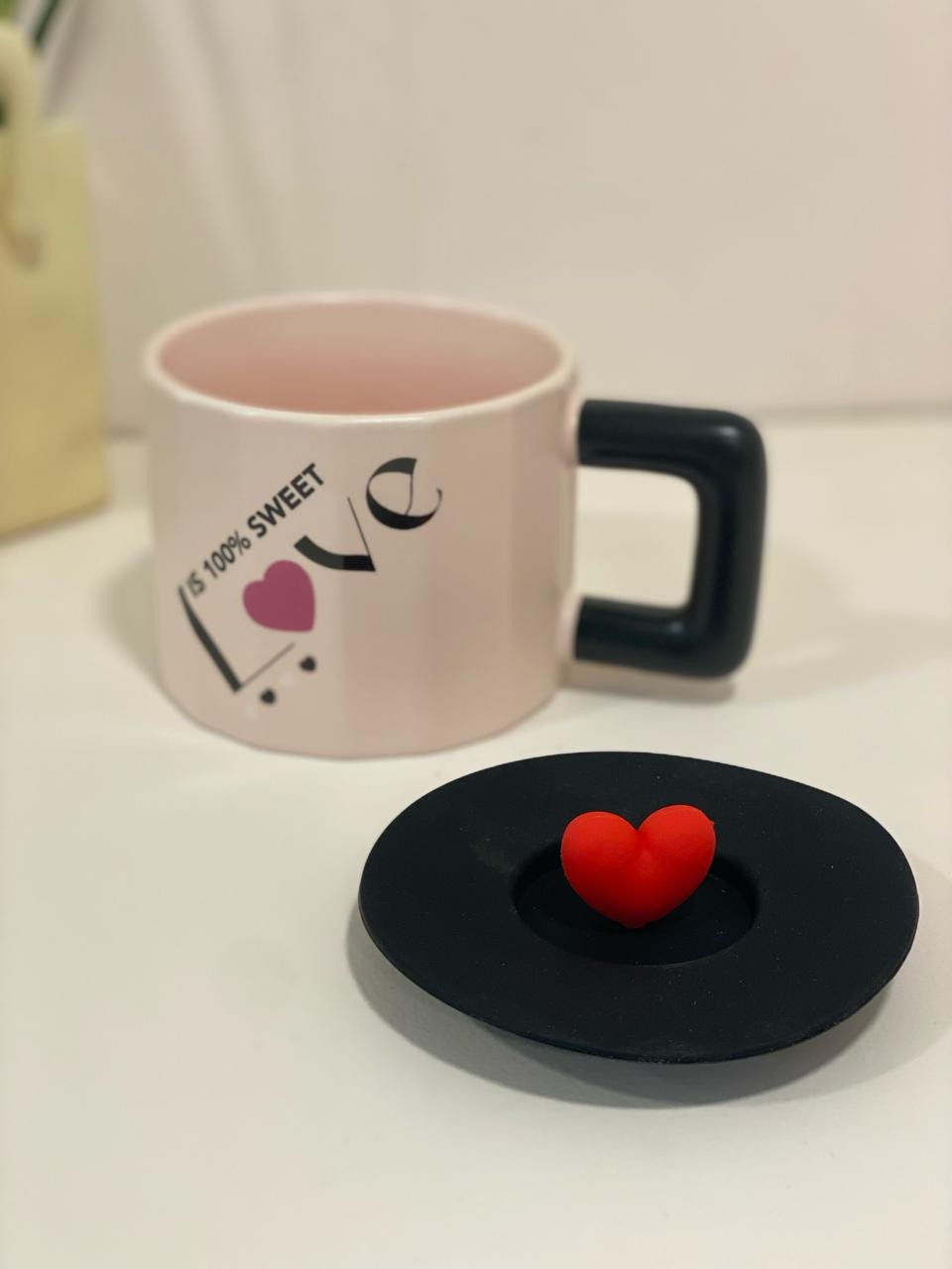 Pastel Pink Block-Handle Ceramic Mug
