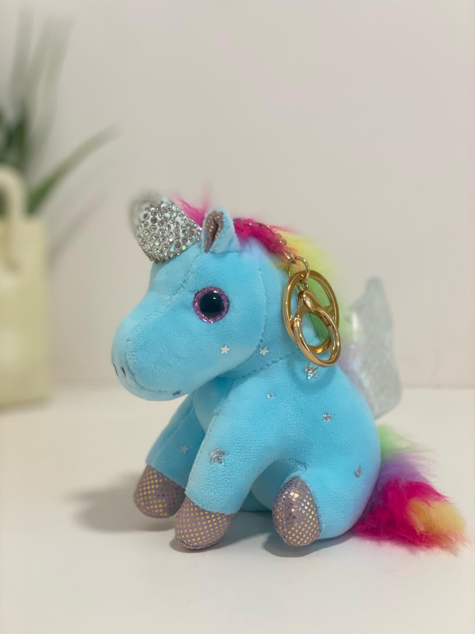 Celestial Rhinestone Pegasus Unicorn Plush Keychain
