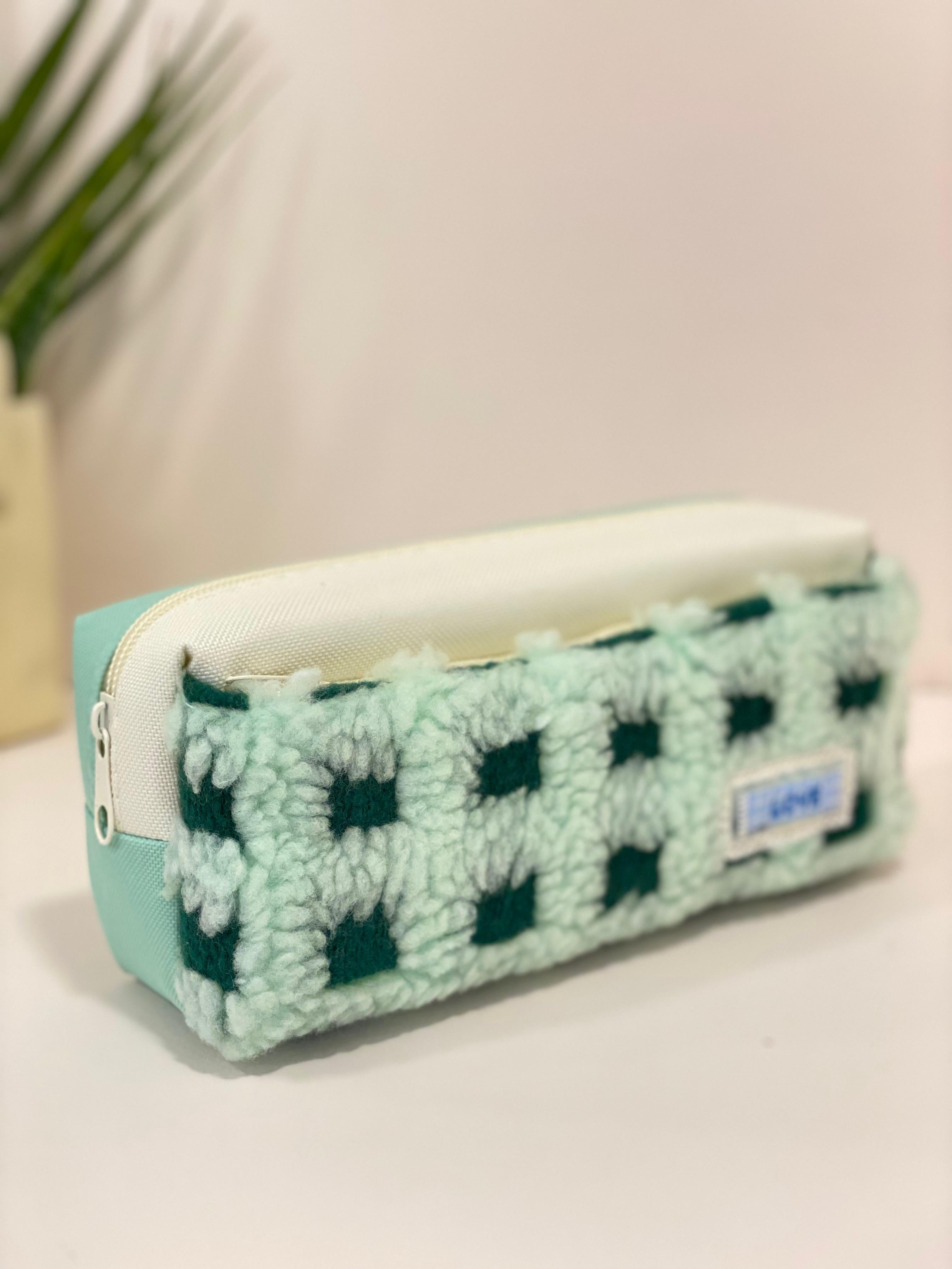 Cozy Sherpa Checked Pencil Case