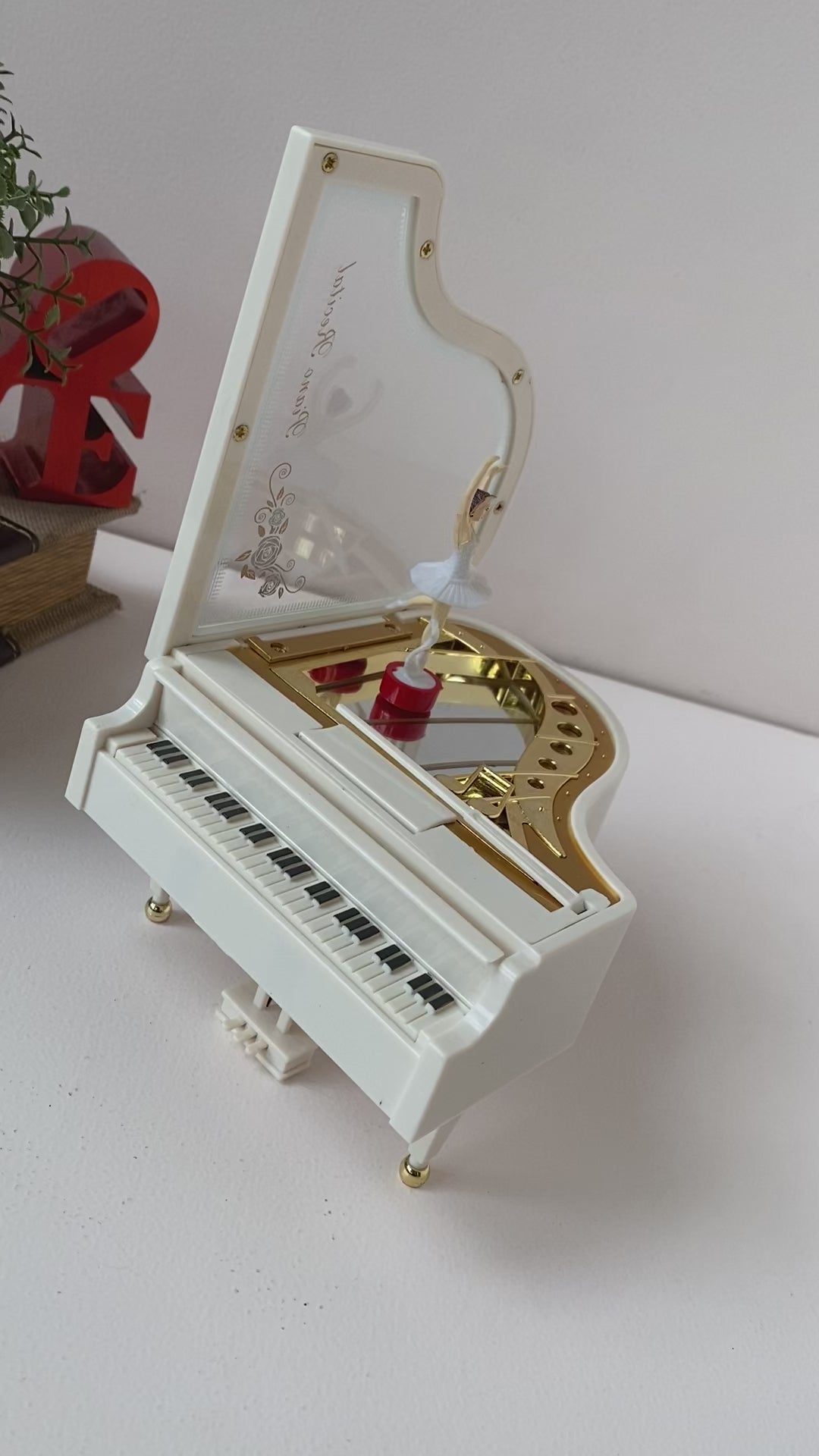 Vintage Grand Piano Ballerina Music Box – Classical Rotating Dancer with Elegant Melodies