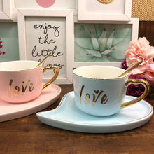 Load image into Gallery viewer, Pastel Colored Love Cup With Saucer &amp; Stirrer - Clearance Sale
