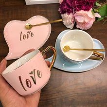 Load image into Gallery viewer, Pastel Colored Love Cup With Saucer &amp; Stirrer - Clearance Sale
