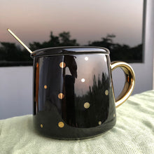 Load image into Gallery viewer, Checks &amp; Polka Mug with Lid and Spoon- Clearance Sale
