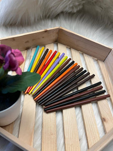 Mini Floral hair bun wooden stick assorted colours :