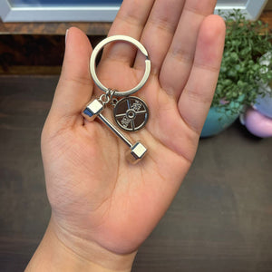 Dumbbell Metal Keychain