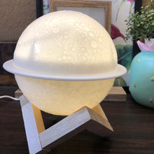 Load image into Gallery viewer, 3D Moon Humidifier Night Lamp With Wooden Stand
