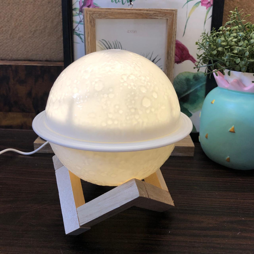 3D Moon Humidifier Night Lamp With Wooden Stand