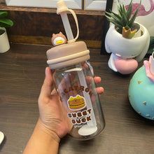 Load image into Gallery viewer, Sweet Duck Glass Bottle With Straw
