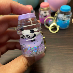 Panda & unicorn Glitter Bottle Shape Keychain