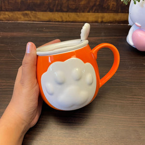 Kitty Paw Mug With Lid And Spoon - Clearance Sale