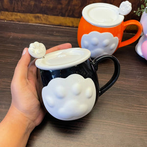 Kitty Paw Mug With Lid And Spoon - Clearance Sale