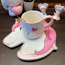 Load image into Gallery viewer, Unicorn Cup + snack Plate Ceramic Set
