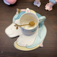 Load image into Gallery viewer, Unicorn Cup + snack Plate Ceramic Set
