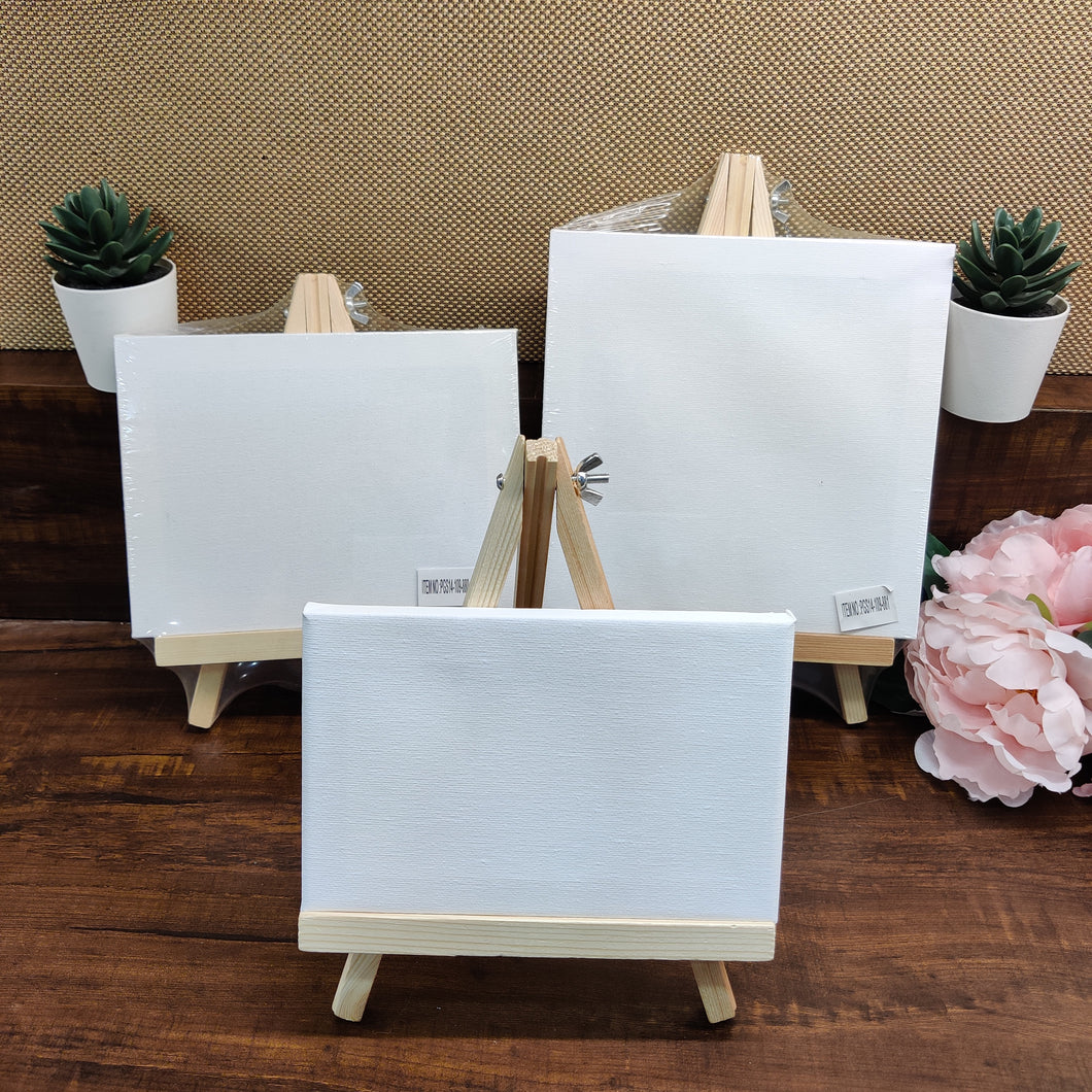 Painting blank canvas with wooden stand(12cm x18cm)