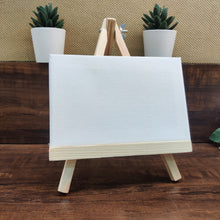 Load image into Gallery viewer, Painting blank canvas with wooden stand(12cm x18cm)
