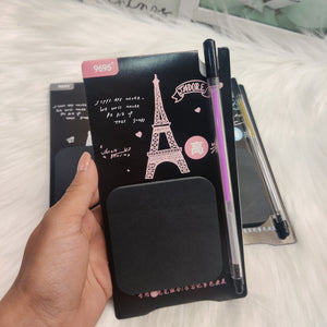 Black Eiffel Sticky Notes with Glitter Pen