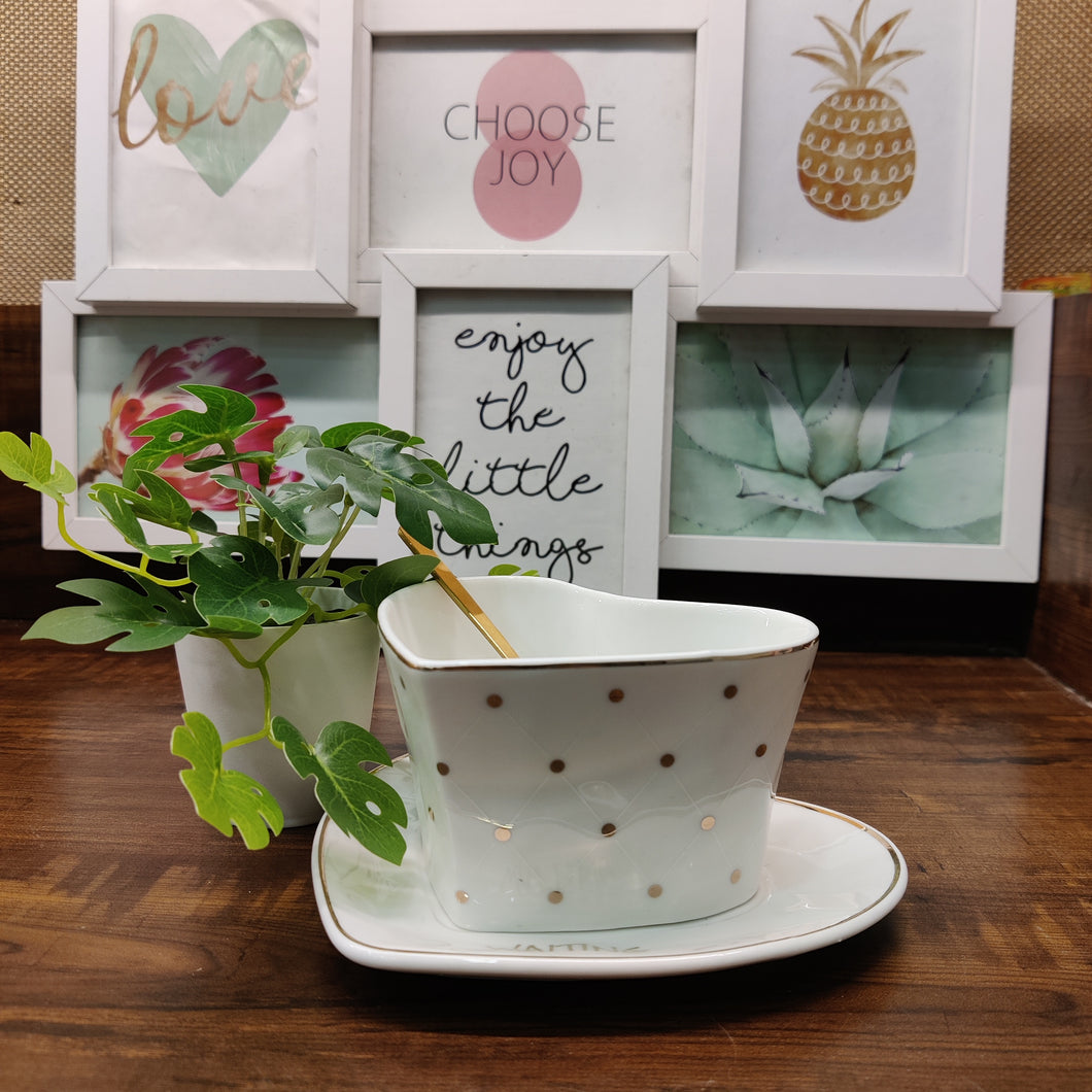 Classy Heart Shaped Tea Cup Set - Clearance Sale