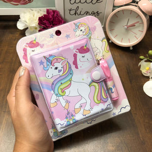 Pink Unicorn Mini Diary with Mini pen