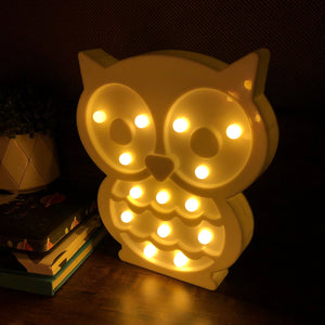White Owl LED Night Light Decor