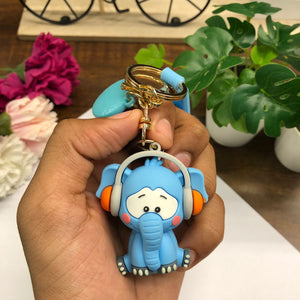Baby Elephant Headphone Keychain