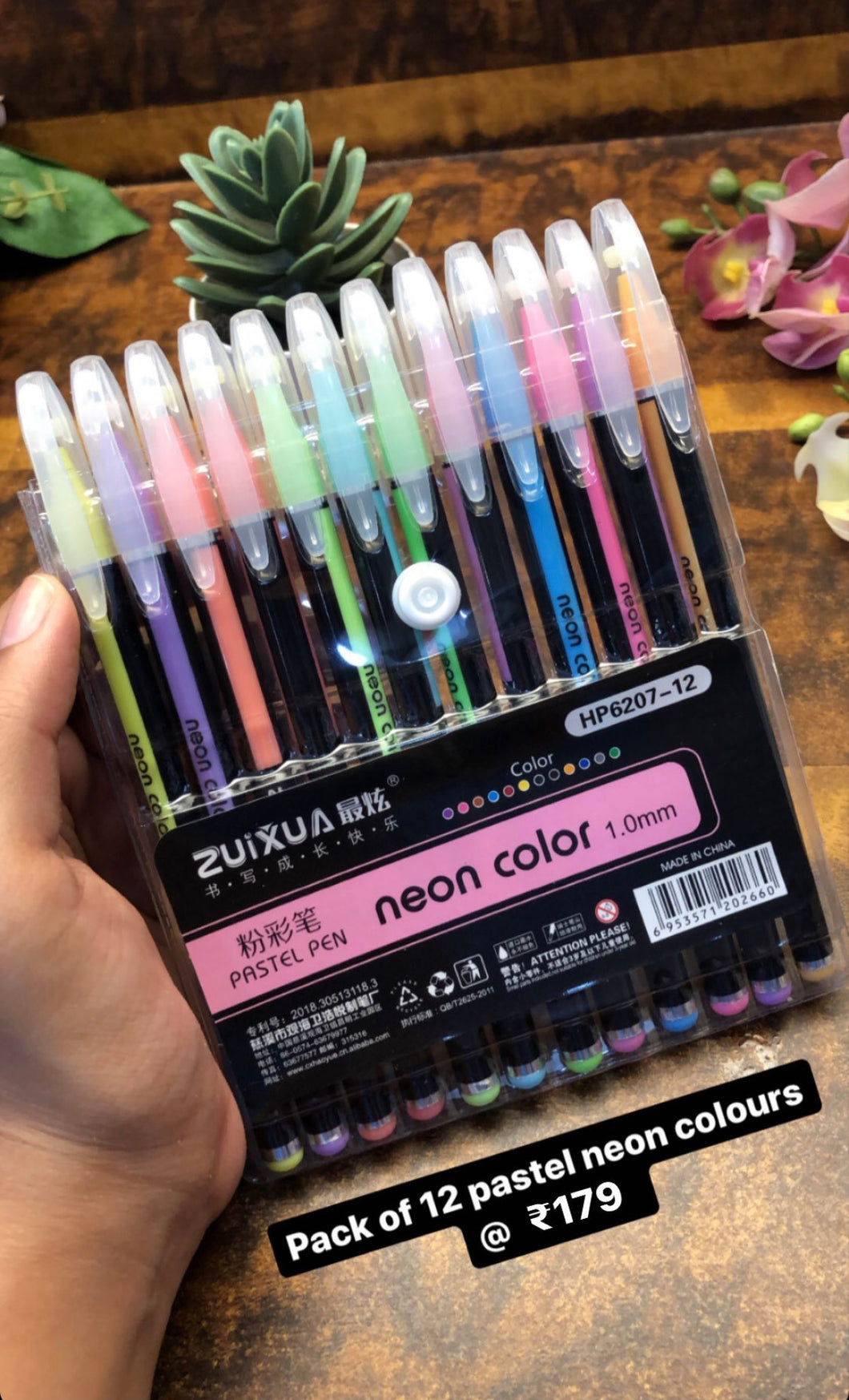 Pastel neon glitter pens set