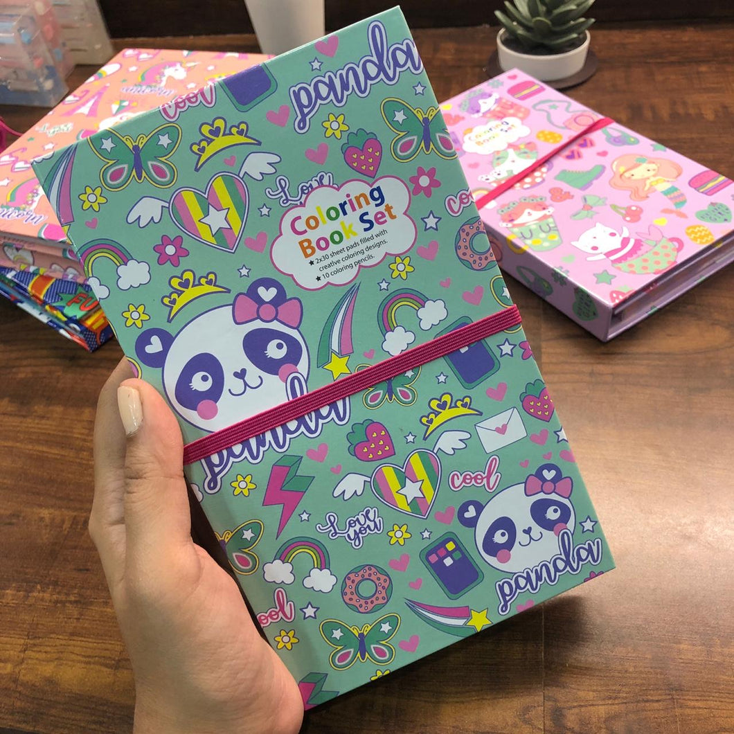 Colouring Book Set & Scratch note- Mint - Panda